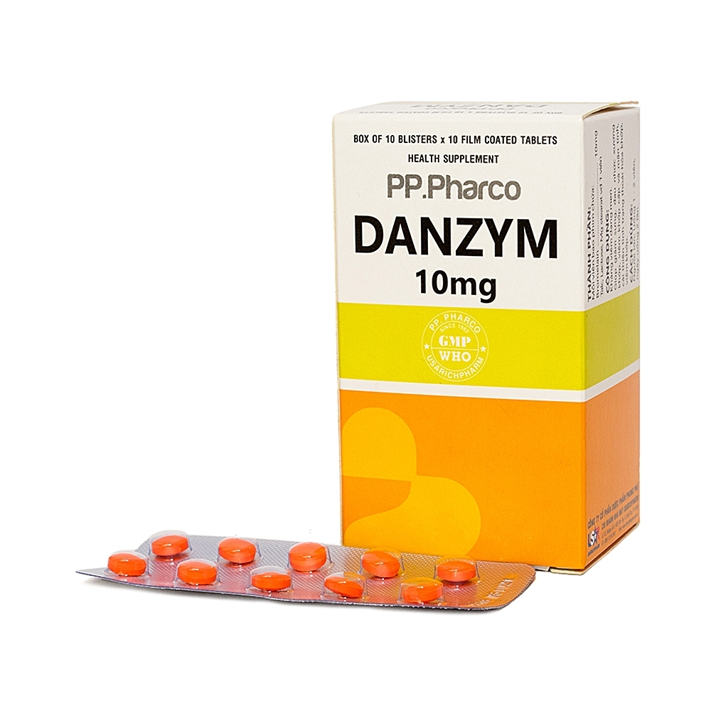 Hình ảnh Viên uống Danzym 10mg giảm sưng, đau nhức xương khớp (10 vỉ x 10 viên)