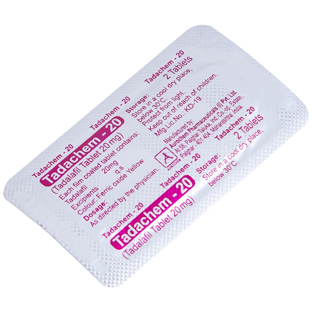 Hình ảnh Thuốc Tadachem-20 Aurochem điều trị rối loạn cương dương (2 vỉ x 2 viên)