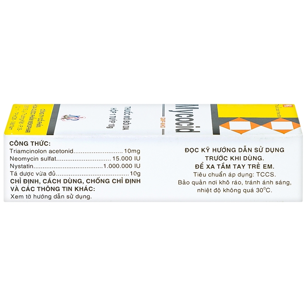 Hình ảnh Thuốc mỡ bôi da Mycocid Mekophar điều trị viêm da nhạy cảm, nấm da, eczema trẻ em (10g)