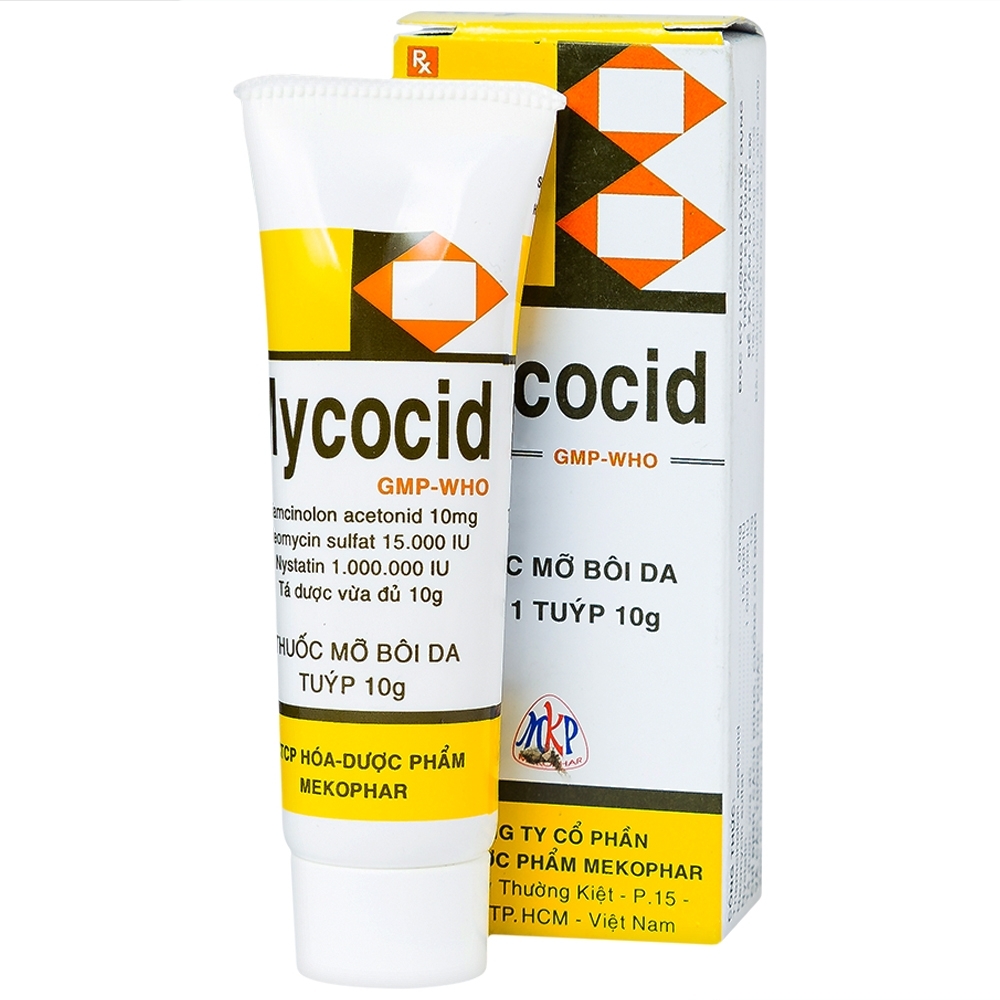 Hình ảnh Thuốc mỡ bôi da Mycocid Mekophar điều trị viêm da nhạy cảm, nấm da, eczema trẻ em (10g)