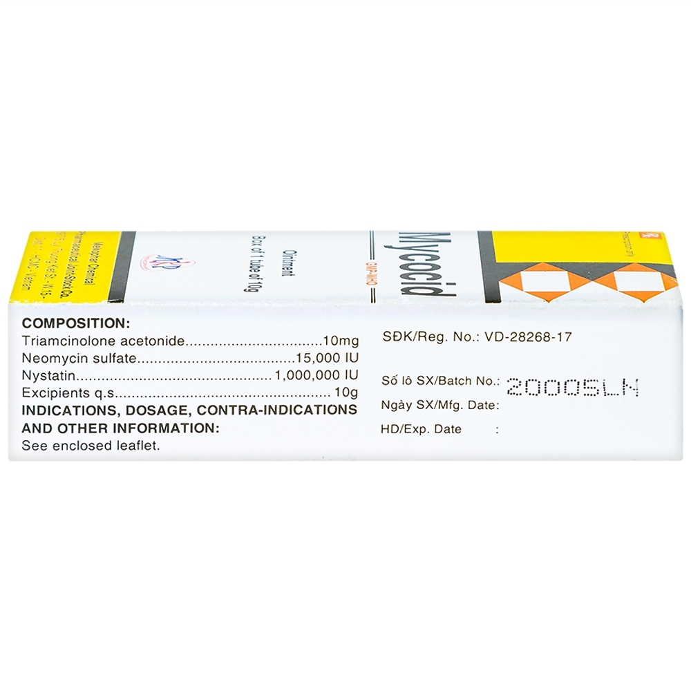Hình ảnh Thuốc mỡ bôi da Mycocid Mekophar điều trị viêm da nhạy cảm, nấm da, eczema trẻ em (10g)