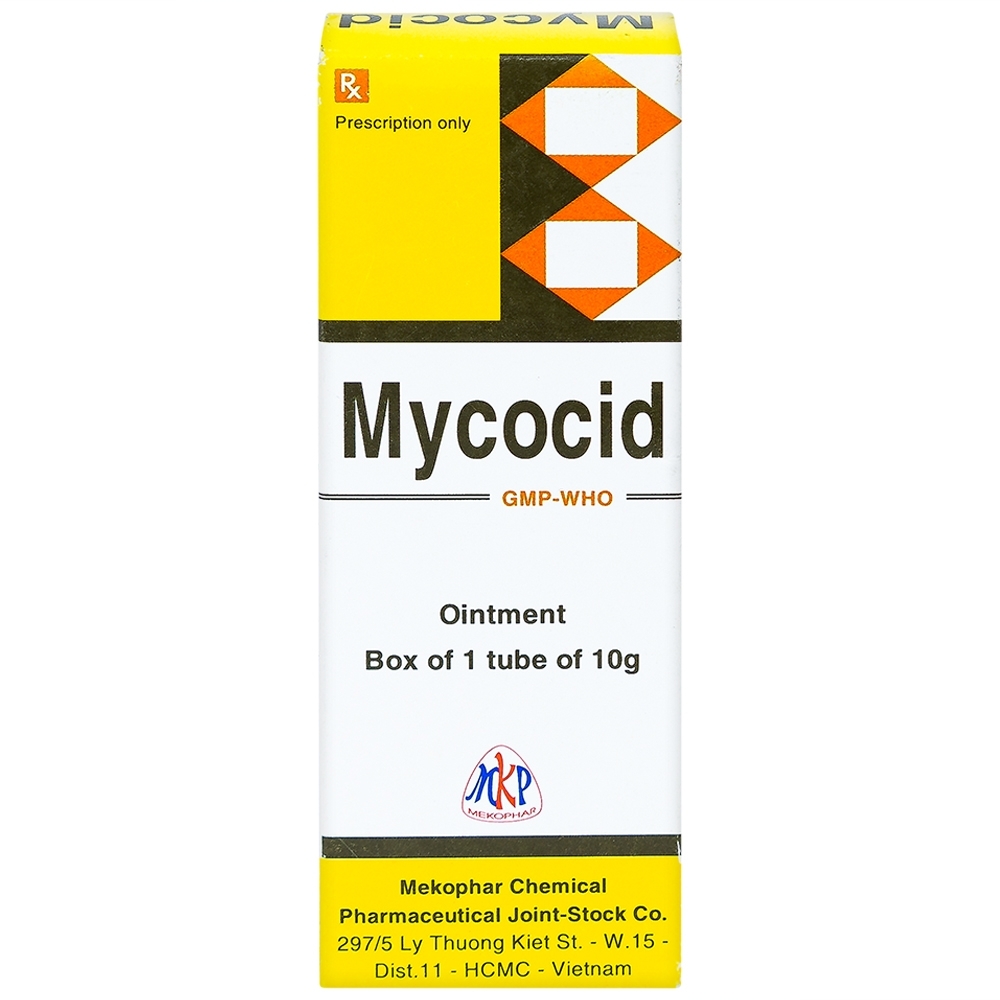 Hình ảnh Thuốc mỡ bôi da Mycocid Mekophar điều trị viêm da nhạy cảm, nấm da, eczema trẻ em (10g)
