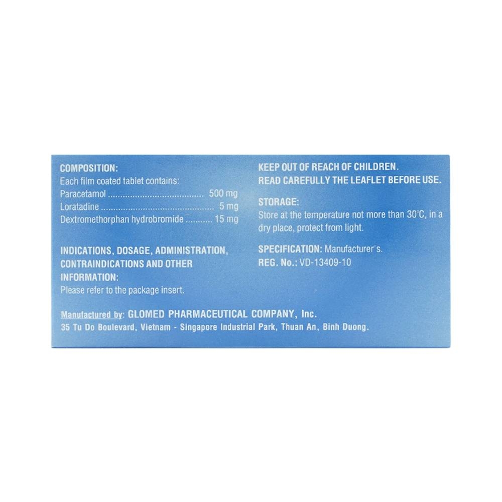 Hình ảnh Thuốc Glotadol Cold Glomed hỗ trợ giảm đau, hạ sốt (10 vỉ x 10 viên)