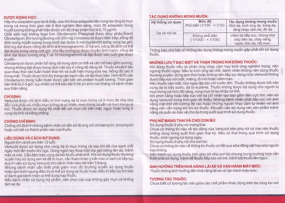 Hình ảnh Gel Vertucid Yash Medicare điều trị mụn trứng cá nhẹ đến vừa (15g)