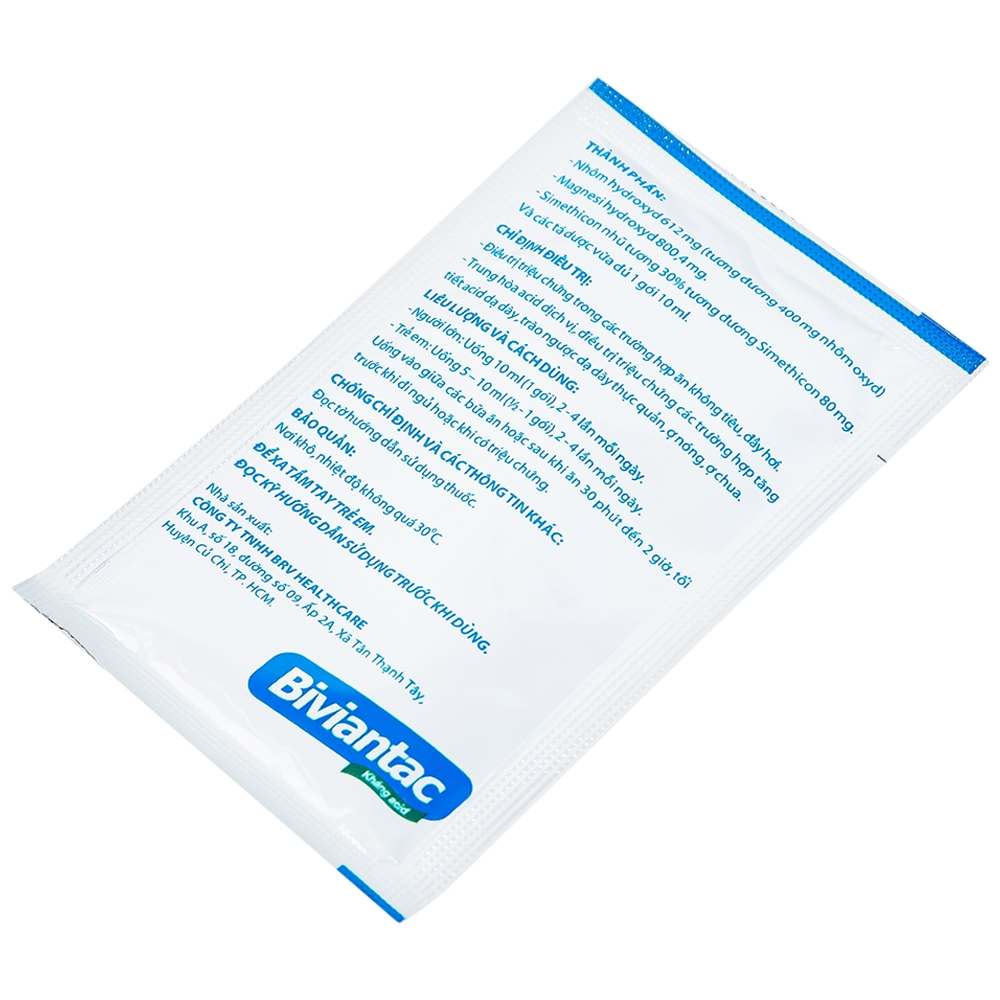 Hình ảnh Hỗn dịch uống Biviantac BRV điều trị triệu chứng ăn không tiêu, đầy hơi (20 gói x 10 ml)