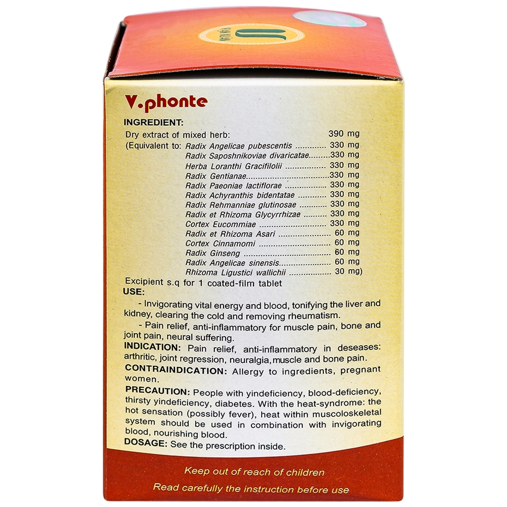 Hình ảnh Thuốc V.phonte Vạn Xuân chữa trị phong thấp (10 vỉ x 10 viên)