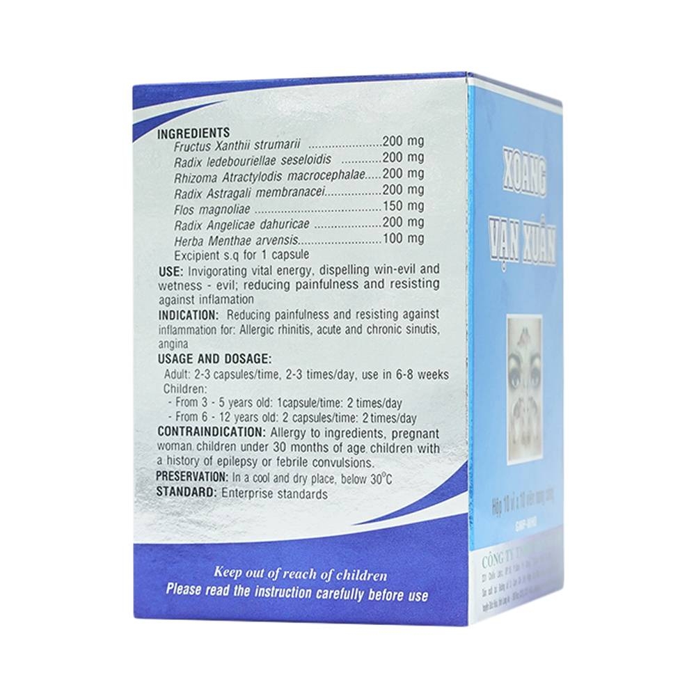 Hình ảnh Thuốc Xoang Vạn Xuân giảm đau, chống viêm mũi dị ứng, viêm xoang (10 vỉ x 10 viên)
