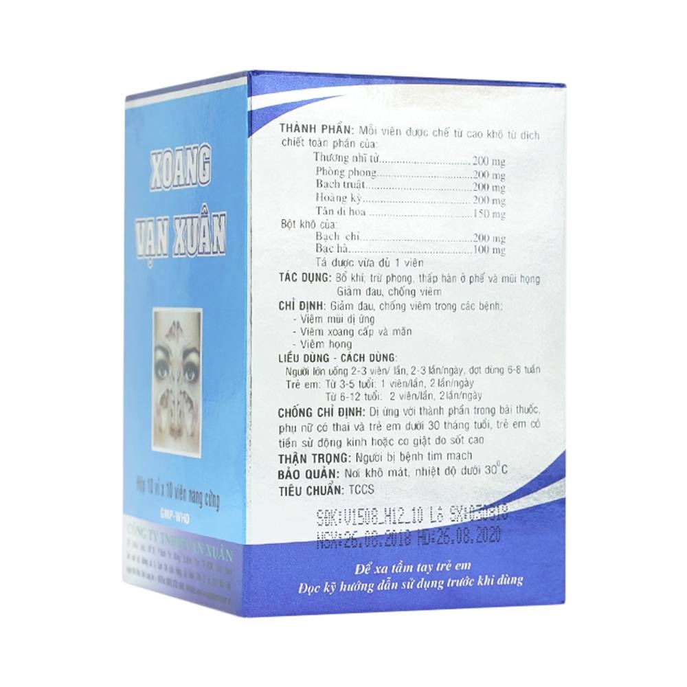 Hình ảnh Thuốc Xoang Vạn Xuân giảm đau, chống viêm mũi dị ứng, viêm xoang (10 vỉ x 10 viên)