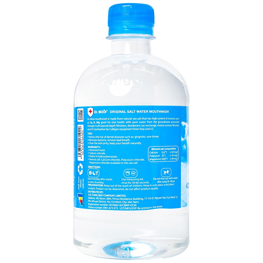 Hình ảnh Nước súc miệng Dr. Muối giảm nguy cơ các bệnh về răng miệng (500ml)