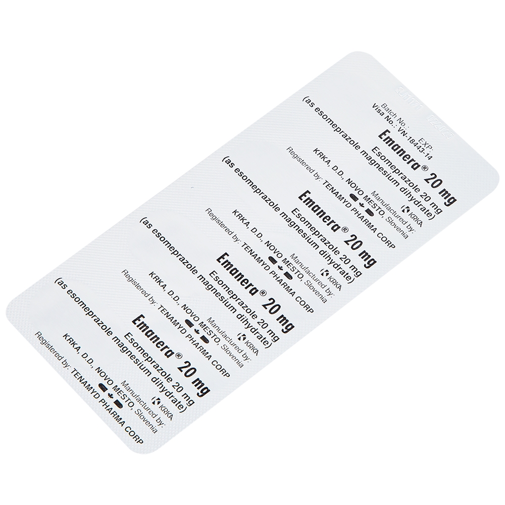 Hình ảnh Thuốc Emanera 20mg KRKA điều trị trào ngược dạ dày thực quản (4 vỉ x 7 viên)