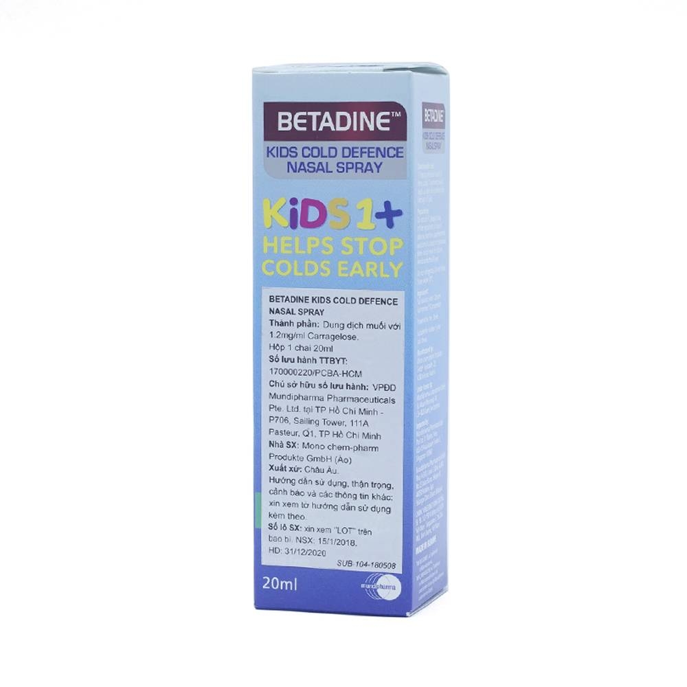 Hình ảnh Xịt mũi Betadine Cold Defense Nasal Spray Kids 1+ 20ml dùng cho cảm cúm trẻ em