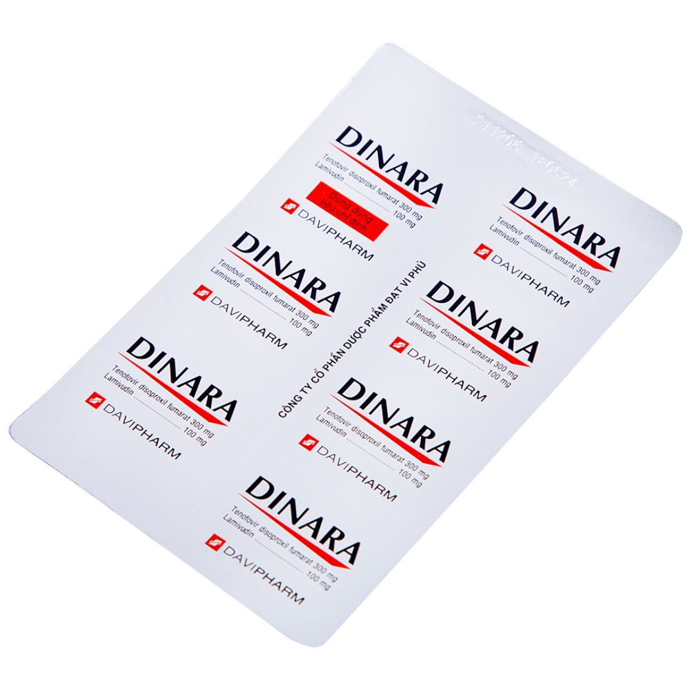 Hình ảnh Thuốc Dinara Davipharm điều trị bệnh viêm gan siêu vi B mạn tính (4 vỉ x 7 viên)