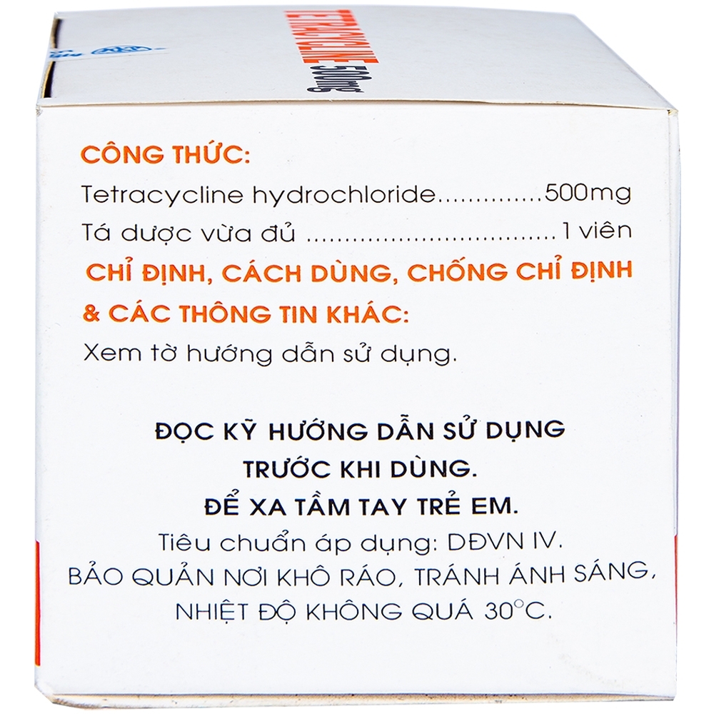 Hình ảnh Thuốc Tetracycline 500mg Mekophar điều trị nhiễm khuẩn đường hô hấp, đường sinh dục (10 vỉ x 10 viên)