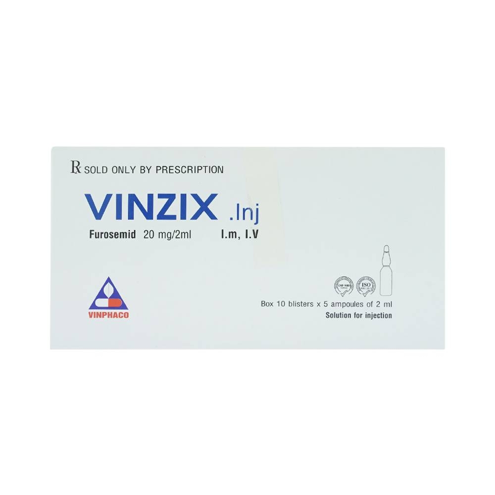 Hình ảnh Dung dịch Vinzix 20mg/2ml Vinphaco điều trị phù trong suy tim sung huyết (10 vỉ x 5 ống x 2ml)