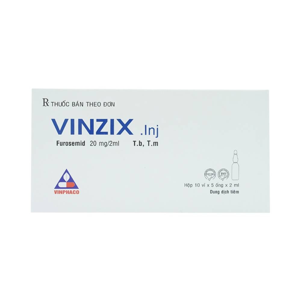 Hình ảnh Dung dịch Vinzix 20mg/2ml Vinphaco điều trị phù trong suy tim sung huyết (10 vỉ x 5 ống x 2ml)