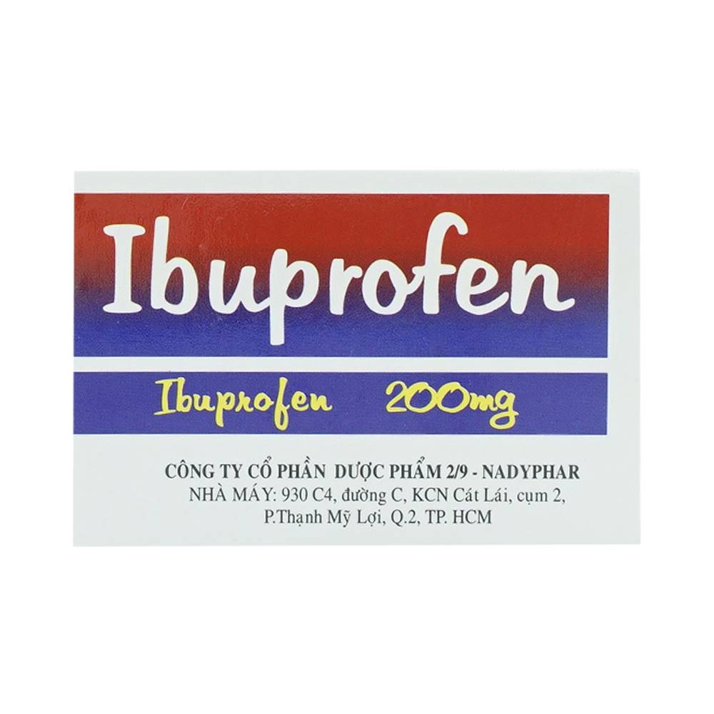 Hình ảnh Thuốc Ibuprofen 200 Nadyphar giảm đau, kháng viêm thống kinh, nhức đầu, đau răng, viêm khớp (10 vỉ x 10 viên)