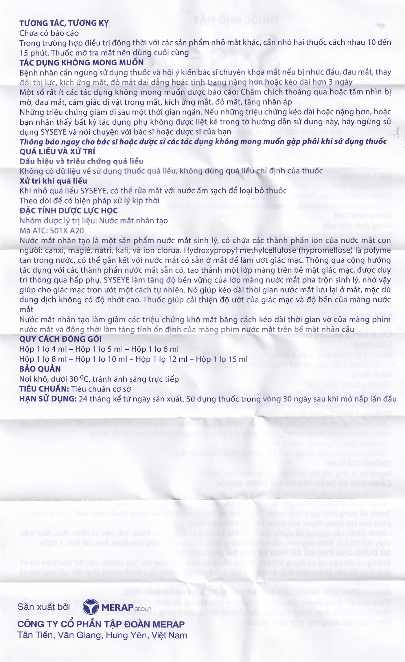 Hình ảnh Thuốc nhỏ mắt Syseye Merap điều trị và làm giảm cảm giác khó chịu do khô mắt (10ml)