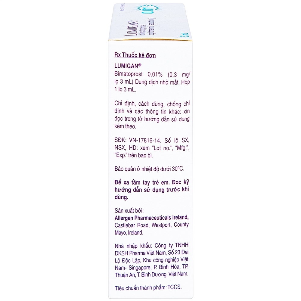 Hình ảnh Thuốc nhỏ mắt Lumigan 0.01% Allergan giảm tăng áp suất nội nhãn (3ml)