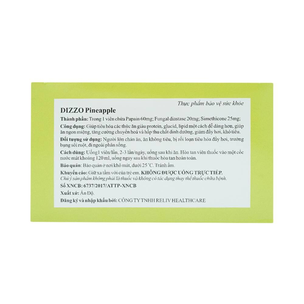 Hình ảnh Viên sủi Dizzo Pineapple Reliv giúp ăn ngon miệng hơn, tăng cường chuyển hóa (12 vỉ x 4 viên)