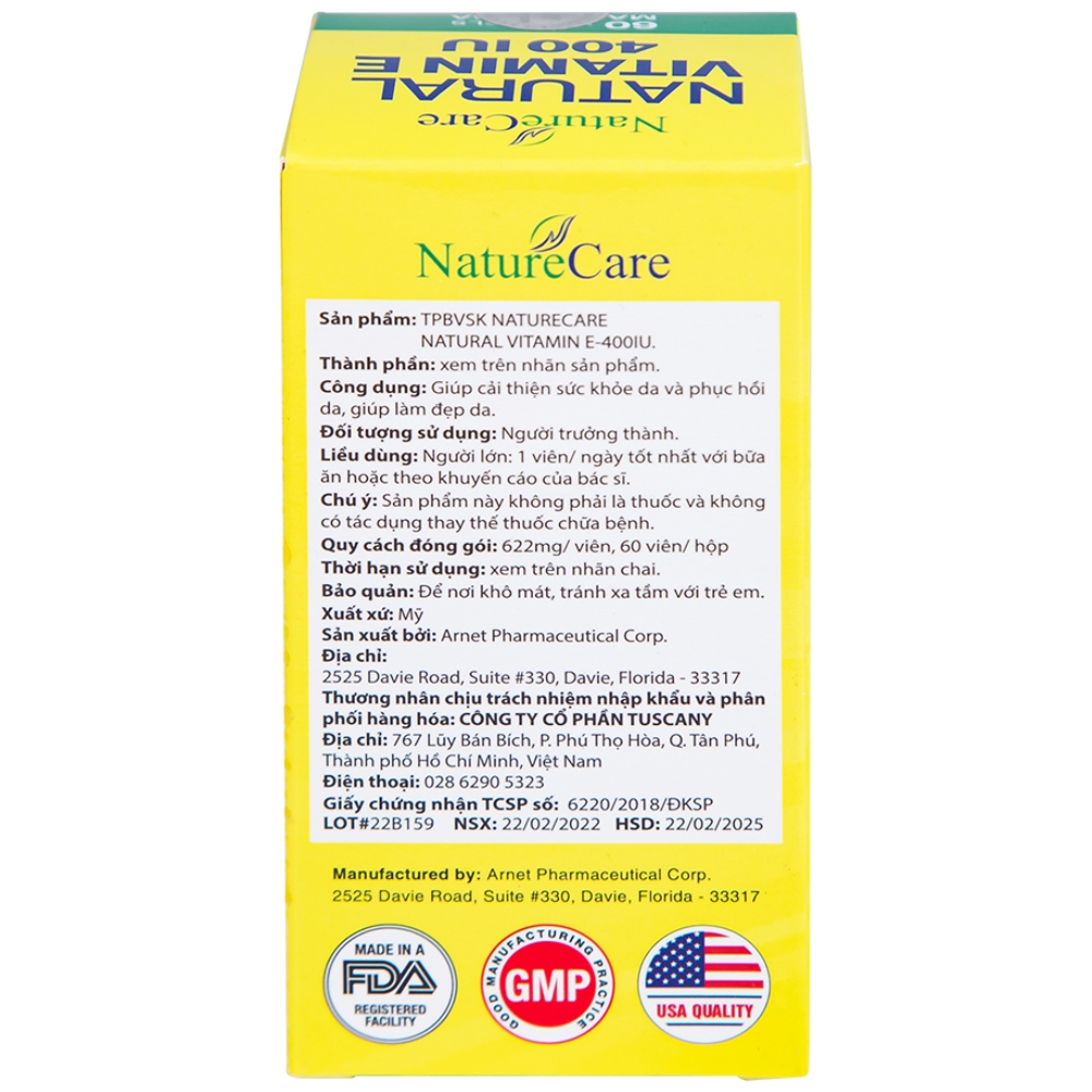 Hình ảnh Thực phẩm bảo vệ sức khỏe Natural Vitamin E 400 IU giúp cải thiện sức khỏe da và phục hồi da (60 viên)