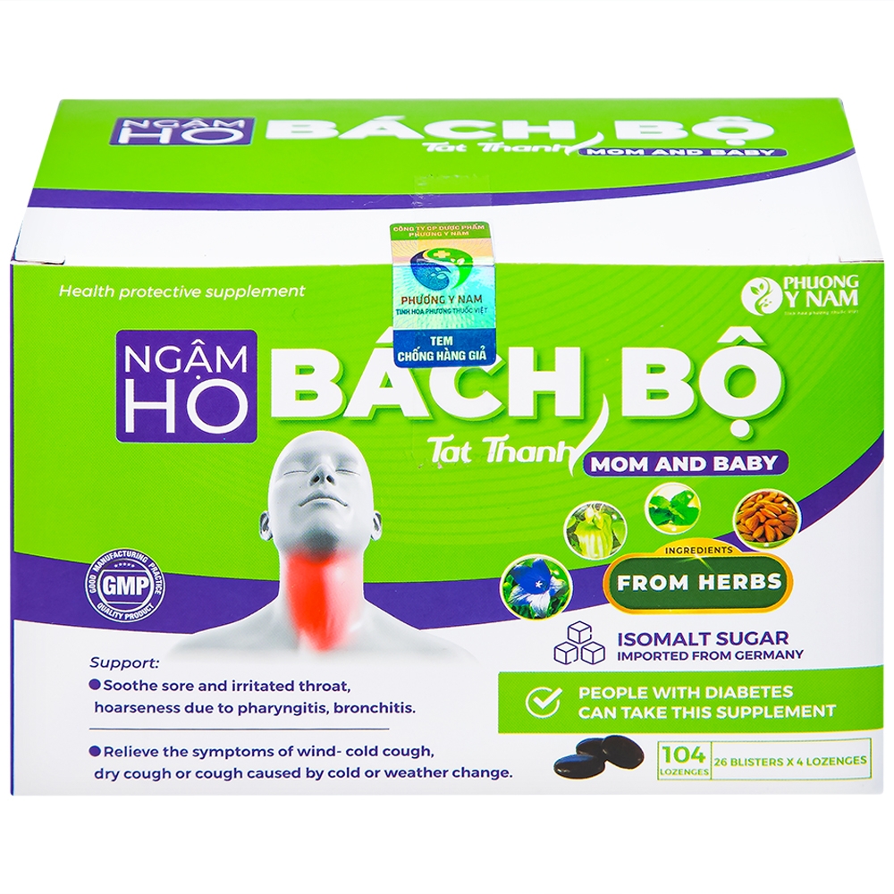 Hình ảnh Viên ngậm ho Bách Bộ Mom And Baby Tất Thành hỗ trợ giảm rát họng, ngứa cổ, khản tiếng (26 vỉ x 4 viên)