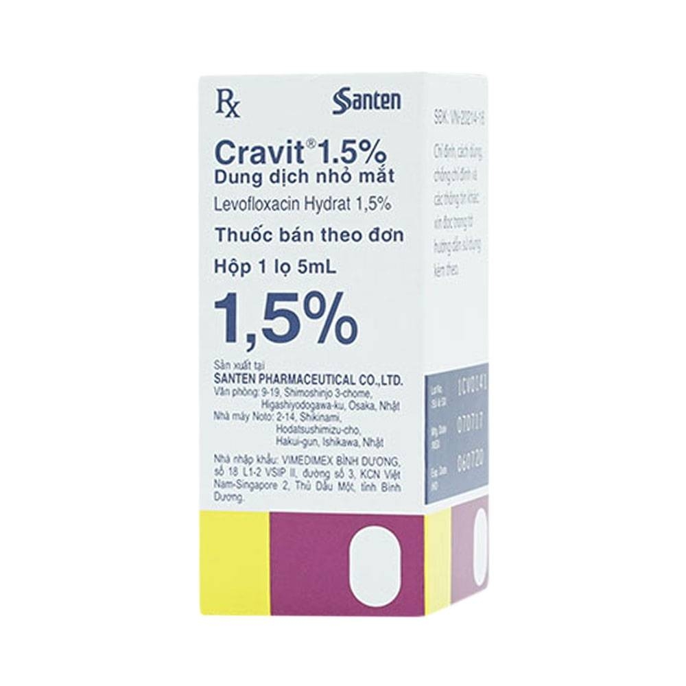 Hình ảnh Thuốc nhỏ mắt Cravit 1.5% Santen điều trị viêm bờ mi, viêm túi lệ, lẹo (5ml)