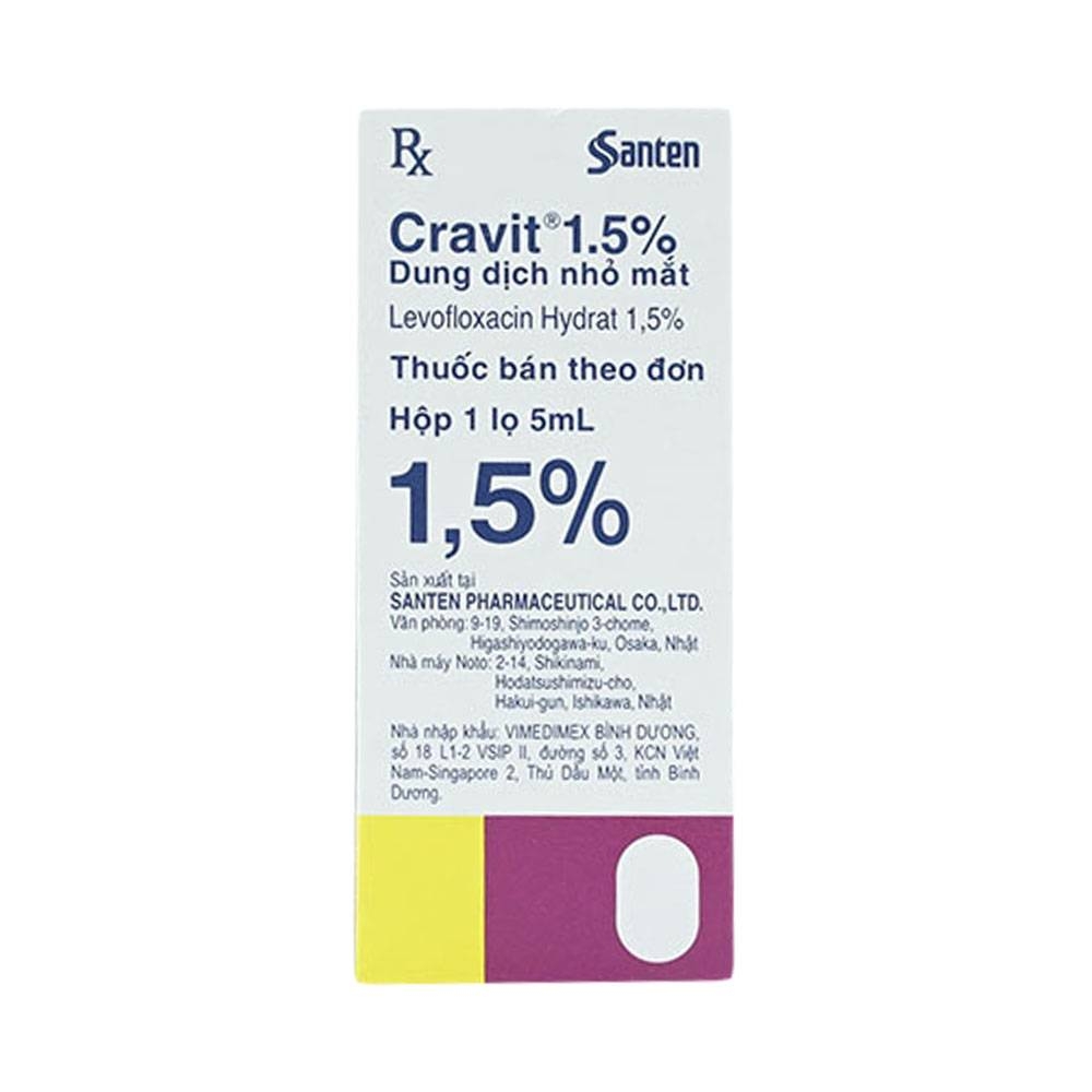 Hình ảnh Thuốc nhỏ mắt Cravit 1.5% Santen điều trị viêm bờ mi, viêm túi lệ, lẹo (5ml)