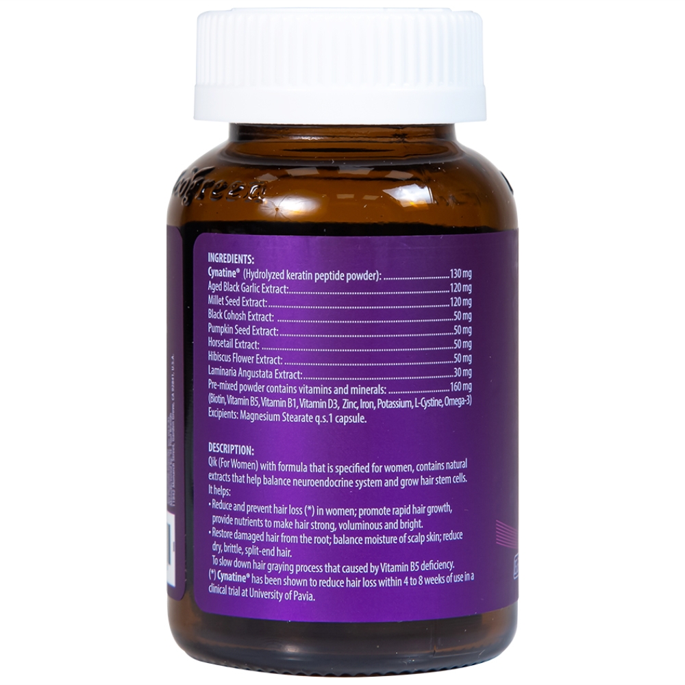 Hình ảnh Viên uống Qik Hair For Women Ecogreen giúp giảm rụng tóc ở nữ giới, giúp tóc mọc nhanh (30 viên)