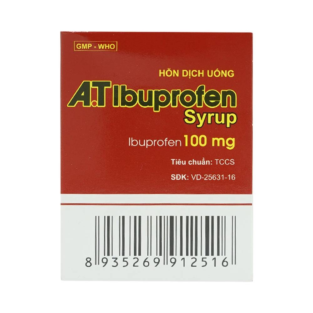 Hình ảnh Siro A.T Ibuprofen 100mg An Thiên giảm đau, kháng viêm, hạ sốt (30 ống x 5ml)