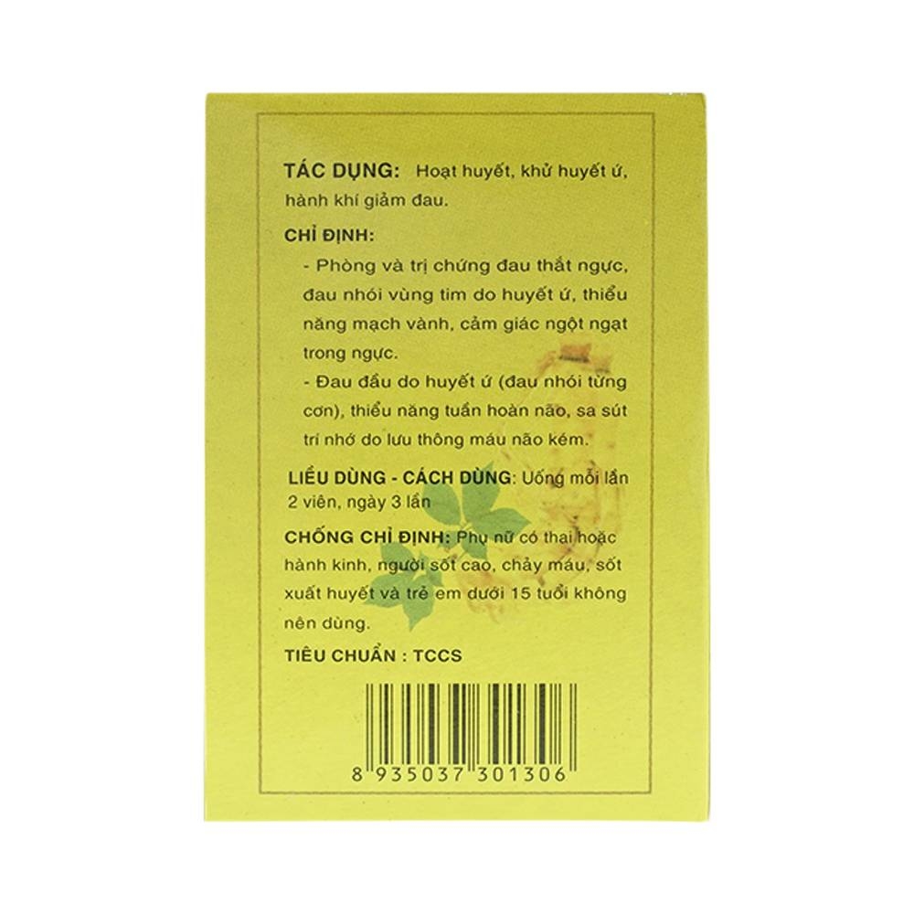 Hình ảnh Thuốc Đan Sâm - Tam Thất phòng và trị chứng đau thắt ngực, đau nhói vùng tim do huyết ứ (40 viên)