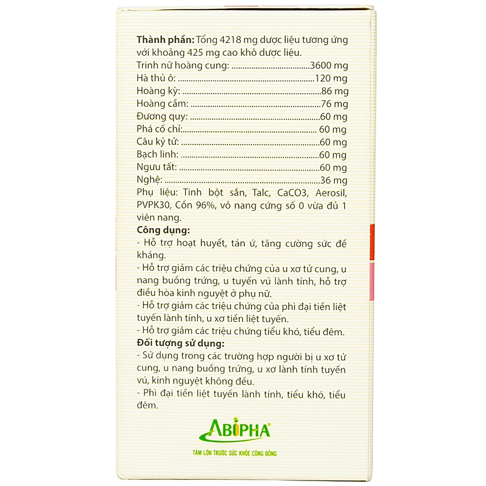 Hình ảnh Viên uống Trinh Nữ Hoàng Cung Abipha hỗ trợ giảm các triệu chứng u xơ tử cung (60 viên)
