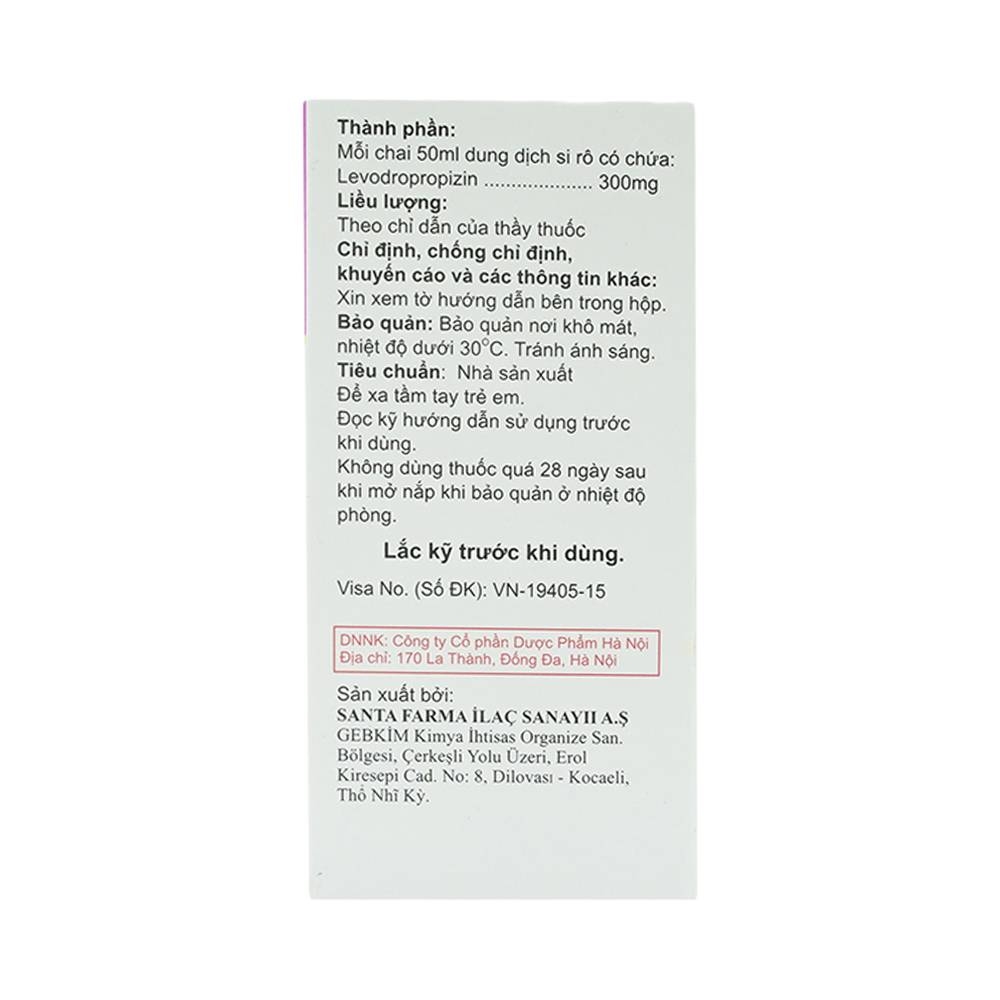 Hình ảnh Siro Pulmorest Santa điều trị triệu chứng kích thích ho, ho khan (50ml)