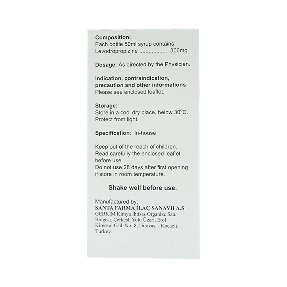 Hình ảnh Siro Pulmorest Santa điều trị triệu chứng kích thích ho, ho khan (50ml)