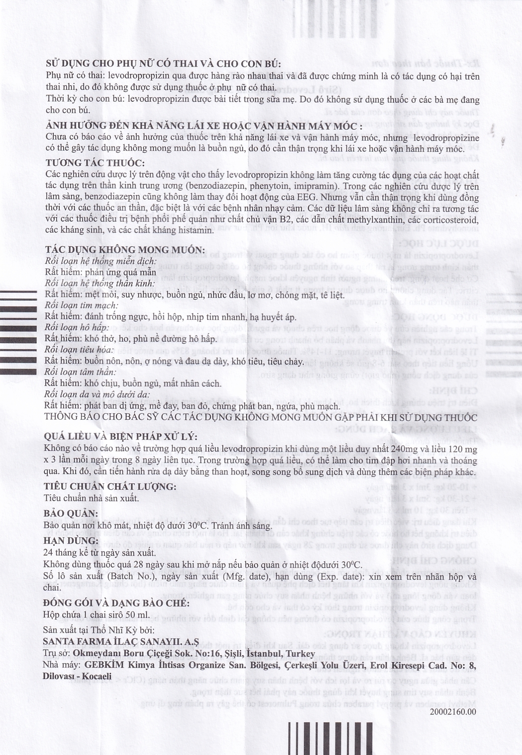 Hình ảnh Siro Pulmorest Santa điều trị triệu chứng kích thích ho, ho khan (50ml)