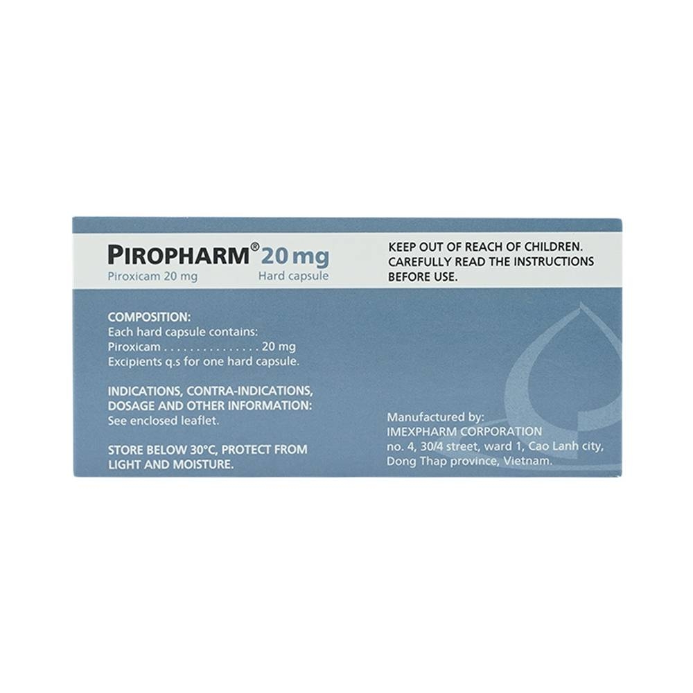 Hình ảnh Thuốc Piropharm 20mg Imexpharm điều trị viêm khớp dạng thấp, viêm xương khớp (10 vỉ x 10 viên)