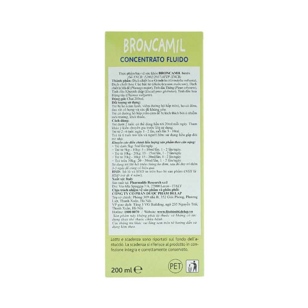 Hình ảnh Siro Broncamil Pharmalife hỗ trợ giảm ho do viêm họng, viêm phế quản (200ml)