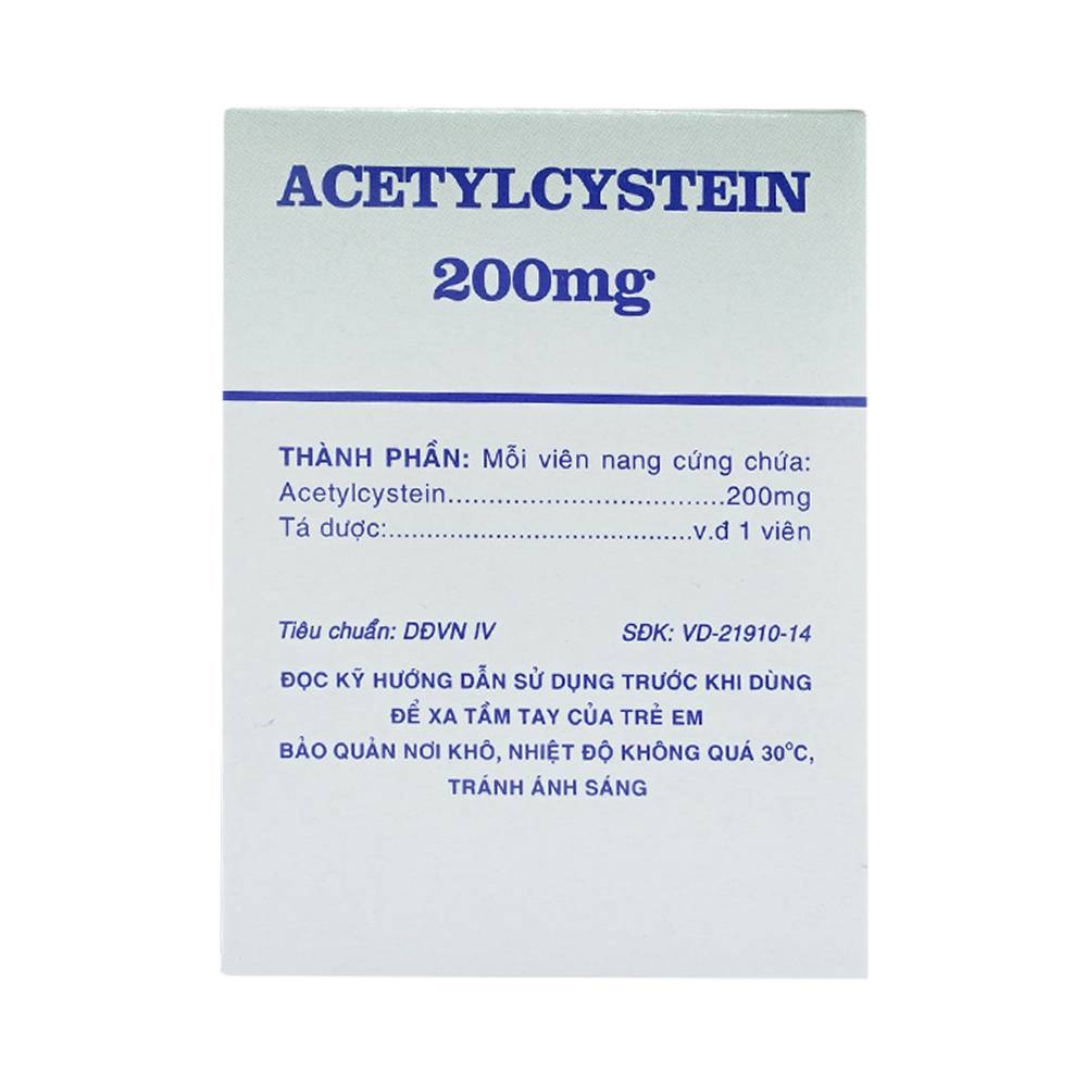 Hình ảnh Thuốc Acetylcystein 200mg Vidipha tiêu nhầy trong bệnh viêm phế quản, bệnh nhầy nhớt (20 vỉ x 10 viên)