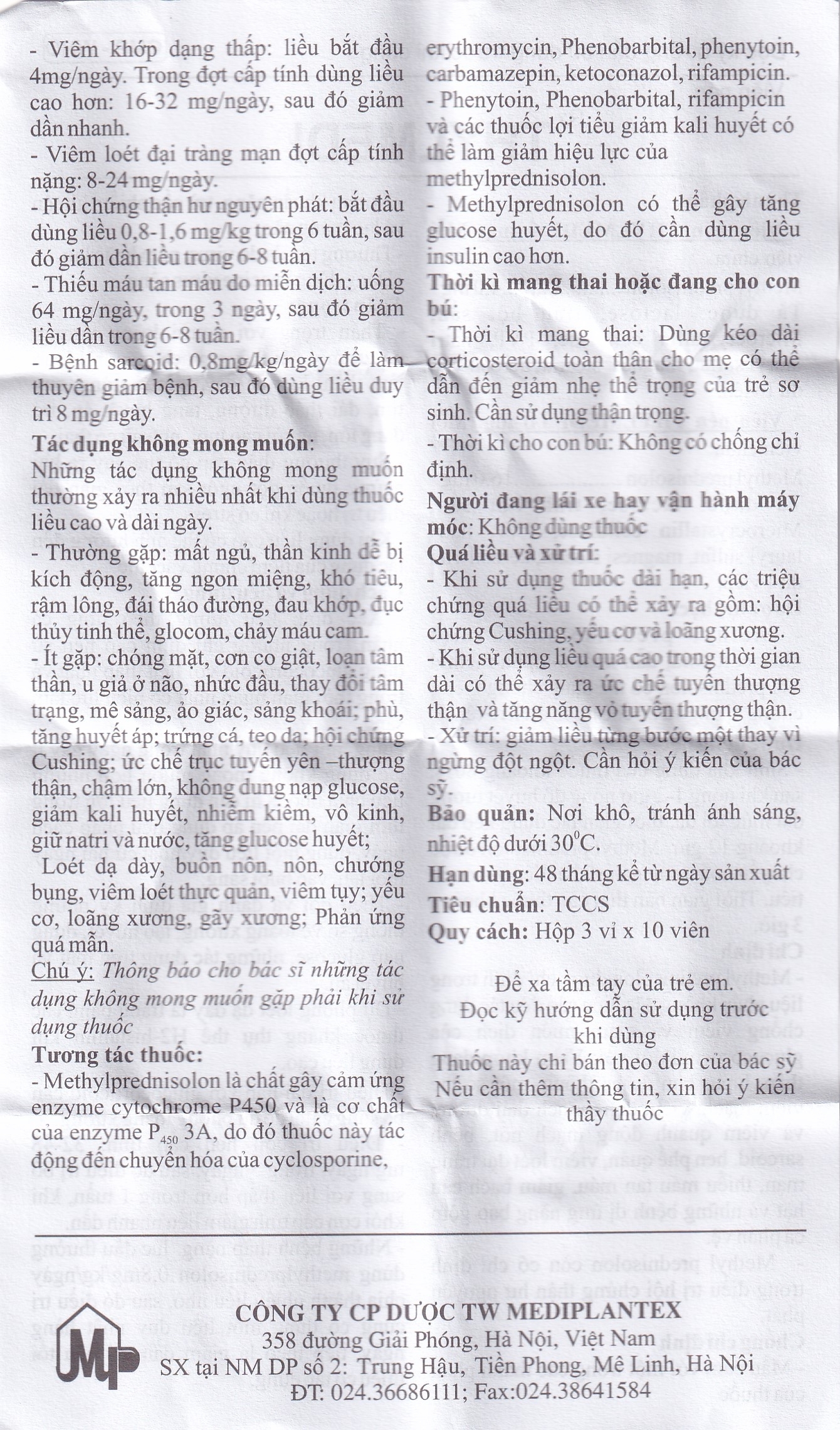 Hình ảnh Thuốc Thylmedi 16mg Mediplantex kháng viêm, chống dị ứng (3 vỉ x 10 viên)