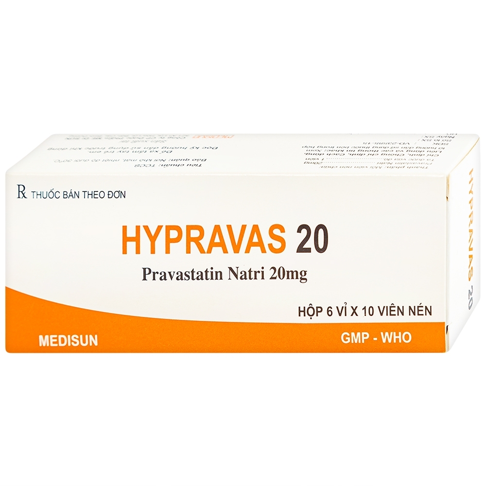 Hình ảnh Thuốc Hypravas 20 Medisun điều trị tăng cholesterol máu, xơ vữa động mạch (6 vỉ x 10 viên)