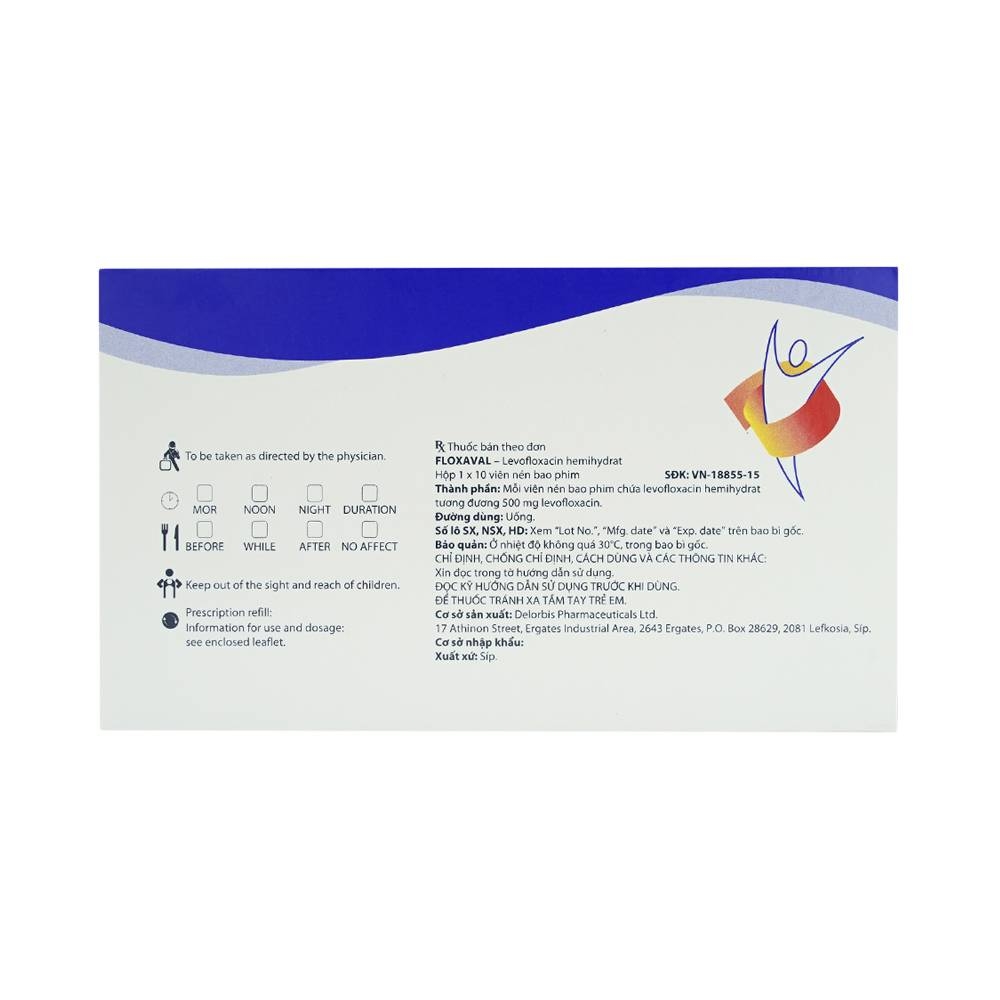 Hình ảnh Thuốc Floxaval 500mg Delorbis điều trị nhiễm khuẩn (10 viên)