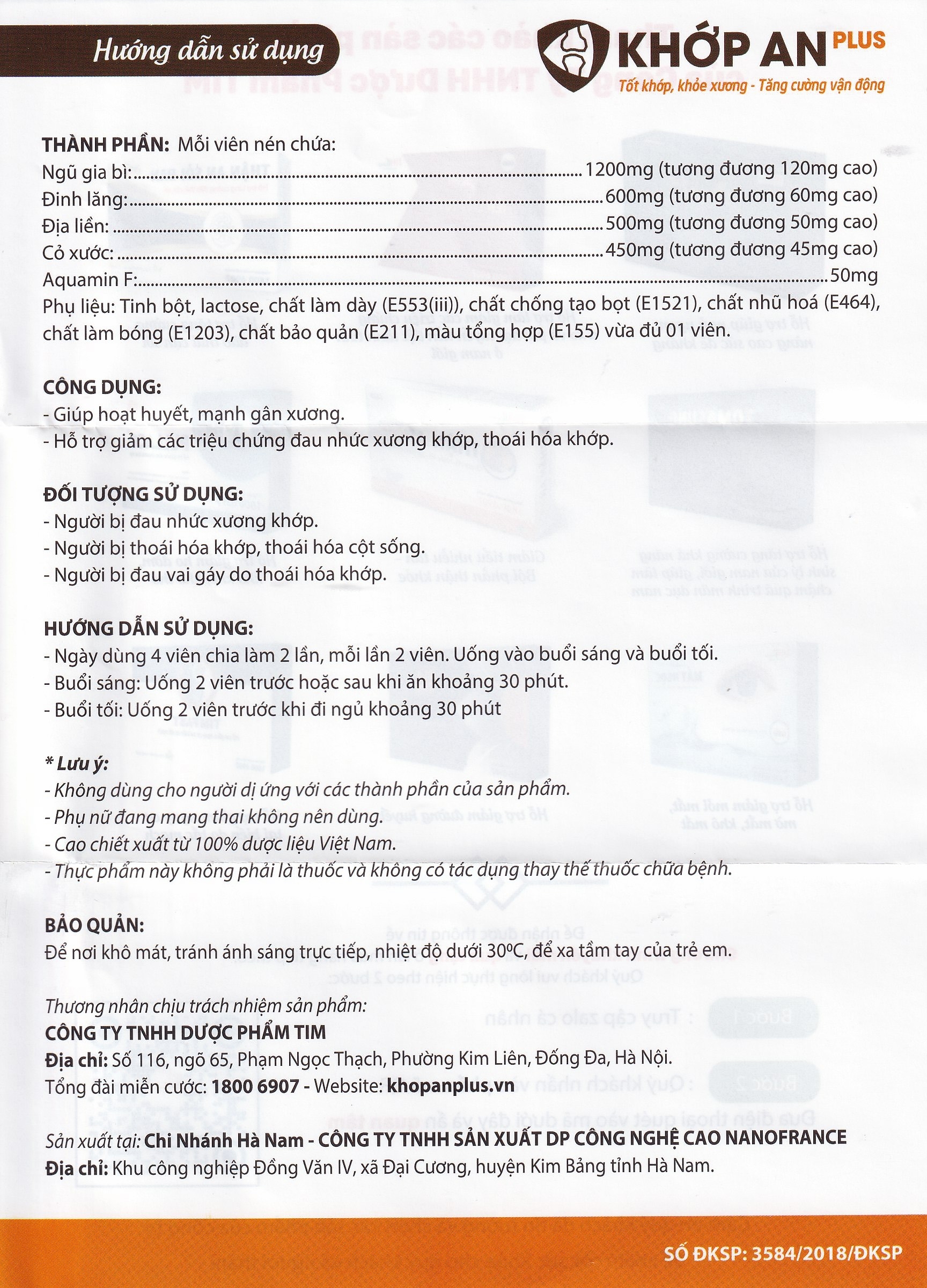 Hình ảnh Viên uống Khớp An Plus Nanofrance hoạt huyết, mạnh gân xương (2 vỉ x 10 viên)