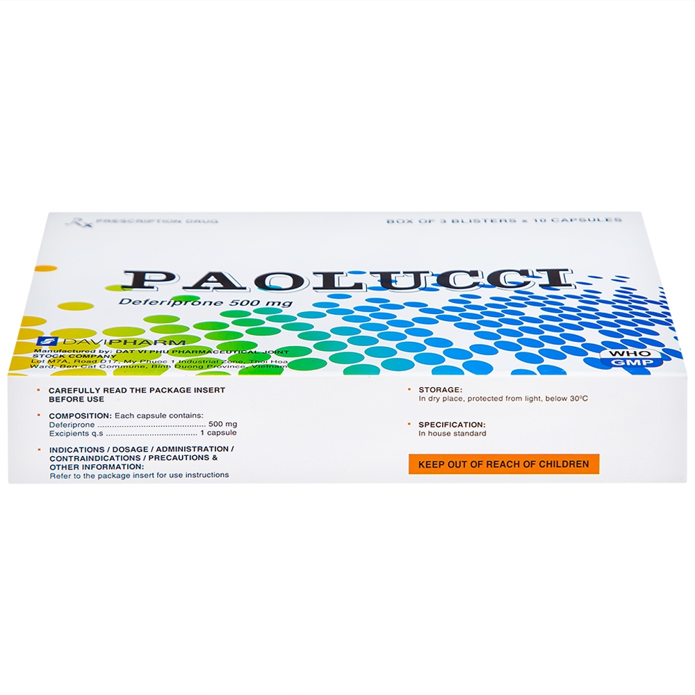 Hình ảnh Thuốc Paolucci DaViPharm điều trị dư thừa sắt trong cơ thể (3 vỉ x 10 viên)