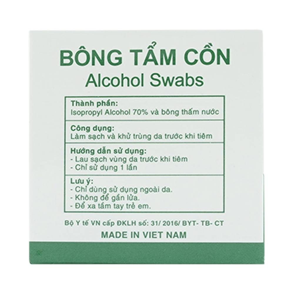 Hình ảnh Bông tẩm cồn Alcohol Swabs Tanaphar làm sạch và khử trùng da trước khi tiêm (100 miếng)