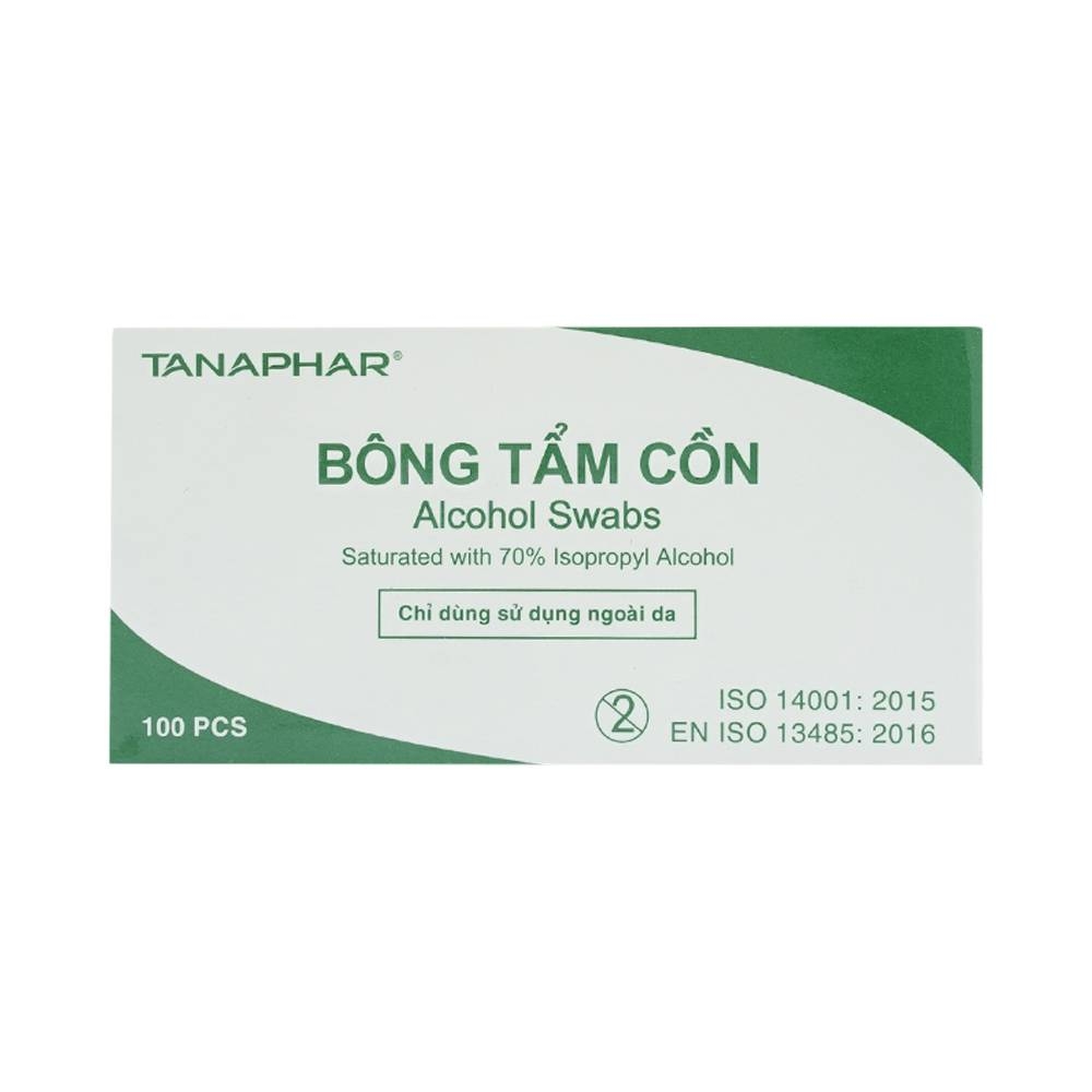Hình ảnh Bông tẩm cồn Alcohol Swabs Tanaphar làm sạch và khử trùng da trước khi tiêm (100 miếng)