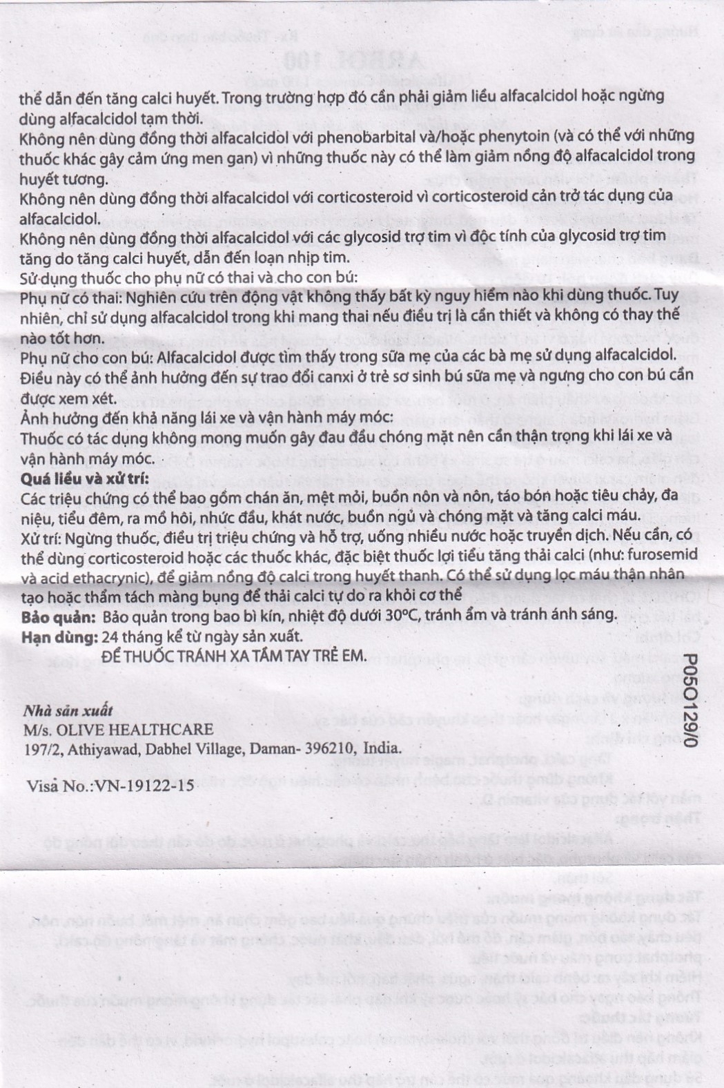 Hình ảnh Thuốc Arbol-100 Olive Healthcare dùng trong hạ canxi máu, suy tuyến cận giáp (3 vỉ x 10 viên)