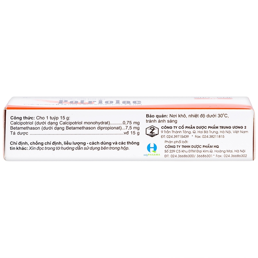 Hình ảnh Thuốc mỡ bôi da Potriolac Trung Ương 2 điều trị vảy nến mảng, mức độ nhẹ đến vừa (15g)