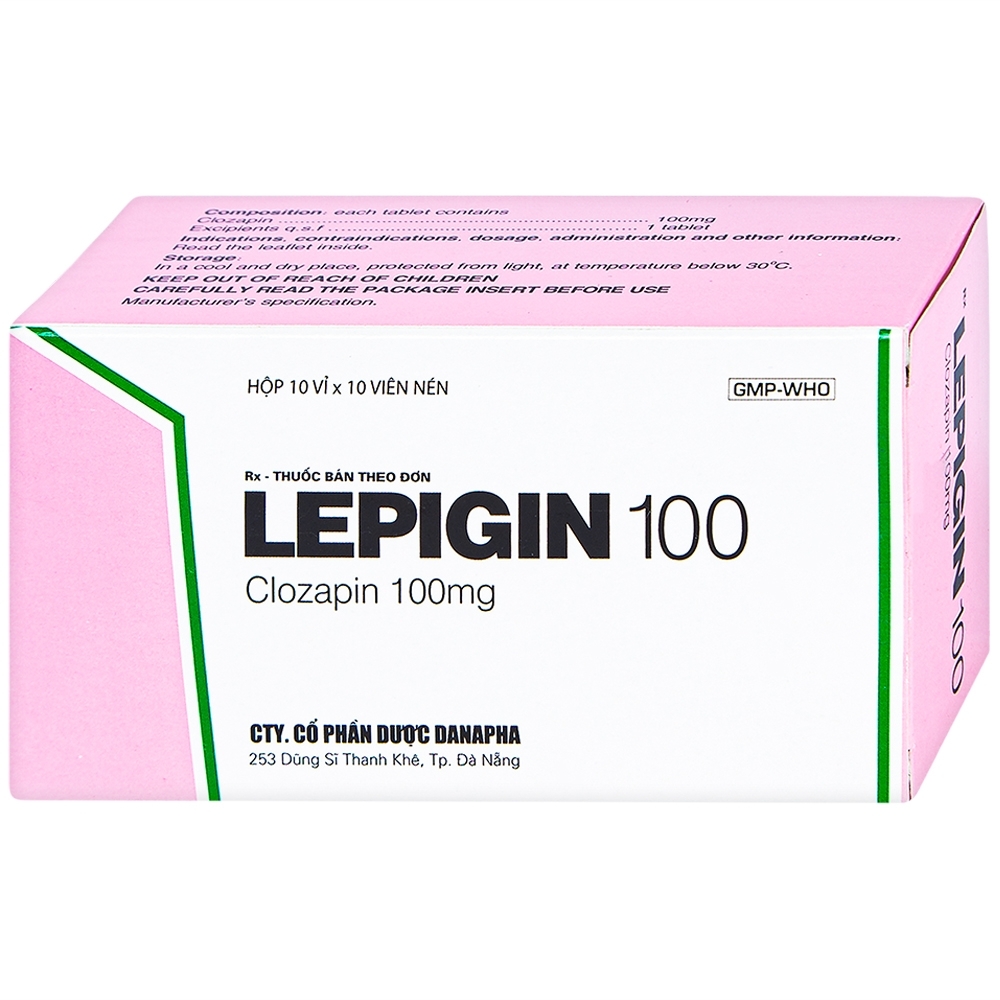 Hình ảnh Viên nén Lepigin 100 Danapha điều trị tâm thần phân liệt mãn tính (10 vỉ x 10 viên)