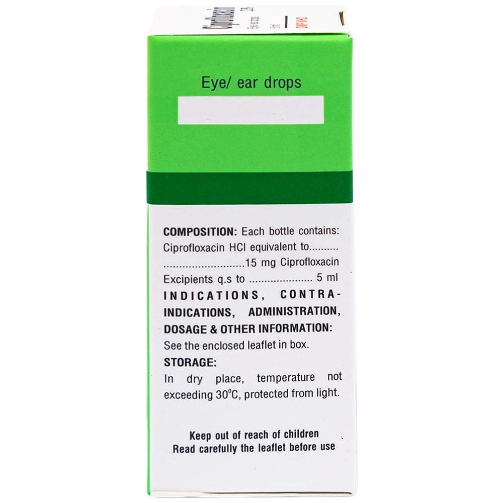 Hình ảnh Thuốc nhỏ mắt, nhỏ tai Ciprofloxacin 0.3% Bidiphar điều trị các nhiễm khuẩn (5ml)