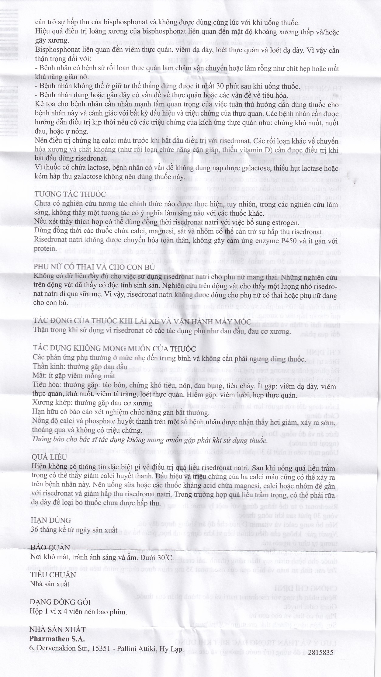 Hình ảnh Thuốc Sancefur 35mg Pharmathen điều trị và phòng ngừa loãng xương (1 vỉ x 4 viên)