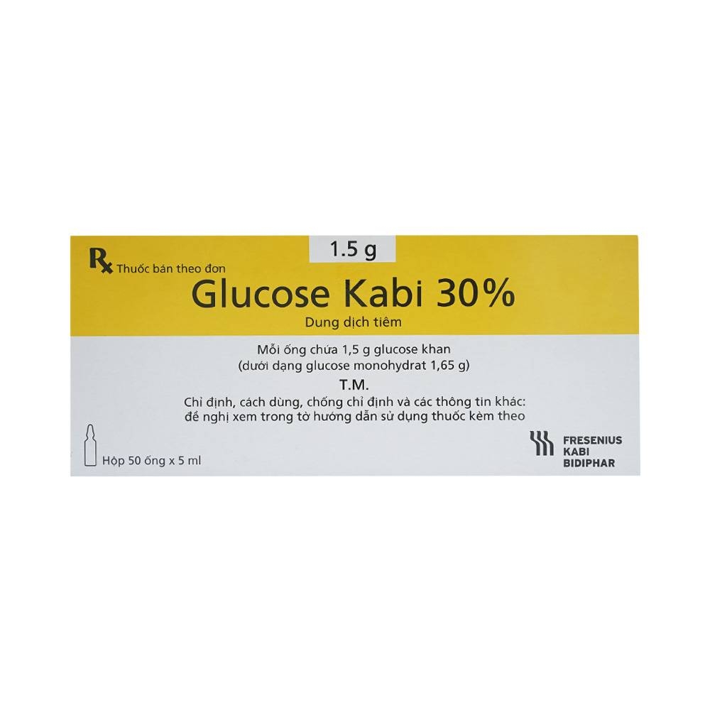 Hình ảnh Thuốc tiêm Glucose Kabi 30% Fresenius Kabi điều trị hạ đường huyết nặng (50 ống x 5ml)